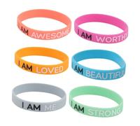 FRCOLOR 6pcs Elastic Silicone Wristband Stylish Letter Bangles Mixed Colors Durable Skin Friendly Bracelets for All Occasions for Fashion Lovers and Everyday Wear
