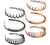 FRCOLOR 6pcs Elastic Toothed Hair Hoops Set, Invisible Wavy Headbands for Washing Face, Unisex Practical Hair Accessories for Women and Men