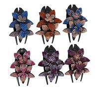 FRCOLOR 6pcs Fashionable Rhinestone Duckbill Clip Three-tooth Hairpin Hairpin Clip for Women Beak Hair Claw Wedding