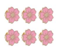 FRCOLOR 6pcs Floral Lapel Pin Brooch Cherry Blossom Spring Flower Enamel Alloy Lasting Shiny Brooches Decorative Unique Elegant Cute Accessory for Women Special Events Dress