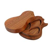 FRCOLOR 6pcs Guitar Picks with Wood Storage Holder Durable Organizer Box for Guitarists Smooth Polished Case for Safe Storage of Plectrums for Musicians