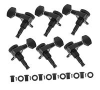FRCOLOR 6pcs Guitar String Buttons with Locking Mechanism Full Closed Electric Guitar Tuners Black String Turners Set for 1:18 Scale Models