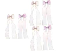 FRCOLOR 6pcs Hair Bows for Girls Women Long Ribbon Bowknot Clips Hairpin Barrettes