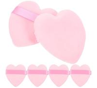 FRCOLOR 6pcs Heart-shaped Pink Foundation Sponge Powder Puff, Multi-functional Makeup Pad with Soft Flocking Material, Gentle on Skin, for Beginners for Pressed or Loose Powder