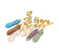 FRCOLOR 6pcs Hexagonal Natural Stone Hair Accessories for Women Braids Jewelry with Wire Wrapping Dreadlock Pendants for Stylish Ponytail and Dreadlock Styling