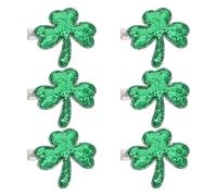 FRCOLOR 6pcs Irish Day Hairpin Glitter Sequin Shamrock Clip for Women Girls St Patricks Party Holiday Hair Accessories
