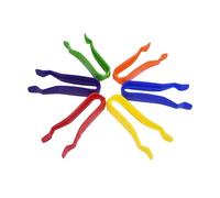 FRCOLOR 6pcs Large Colorful Plastic Craft Tweezers with Flat Tips for Beads Picking DIY Jewelry Making and Fine Motor Skills Practice Non Slip Handles for Precise Control and Easy Use