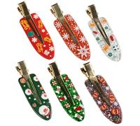 FRCOLOR 6pcs Metal Acrylic Christmas Barrettes Hair Clips for Women Girls Holiday Decor