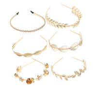 FRCOLOR 6pcs Metal Leaf Headband Set Pearl Details Wedding Party Headpiece for Women Fashion Festival Hair Accessories