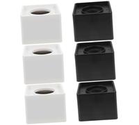 FRCOLOR 6pcs Microphone Logo Cube Covers with Rounded Corners Interview Mic Flag Station for Tv Conference Broadcast Black and White