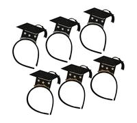 FRCOLOR 6PCS Mini Doctor Hat Hair Hoop Glitter Graduation Headdress for Party Golden Silver Hair Accessories for Graduation Theme Celebrations