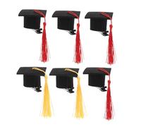 FRCOLOR 6pcs Mini Graduation Cap Hairpins Cute Doctoral Hat Hair Clips for Graduation Party Photo Props Costume Accessories Red and Yellow