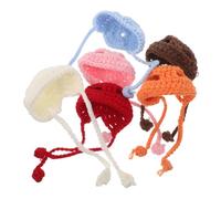 FRCOLOR 6pcs Mini Knitted Doll Hats for Small Animals Cute DIY Craft Accessories for Christmas Tree Decorations Breathable Adorable Miniature Knit Hats for Dolls and Ornaments