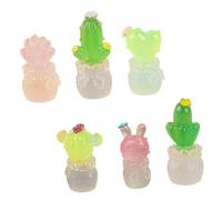 FRCOLOR 6Pcs Miniature Resin Cactus Figurines Mini Plant Models for Indoor Decor Desktop Shelf Cabinet Decoration Tiny Succulent Ornaments for Fairy Garden and Dollhouse