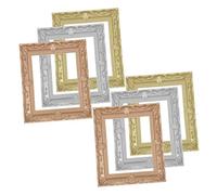 FRCOLOR 6pcs Miniature Resin Dollhouse Photo Frames Set - Decorative Tiny Picture Frames for DIY Doll House Accessories, Includes Silver, Gold Rose Gold Colors, for Dollhouse Décor