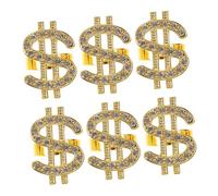 FRCOLOR 6pcs Money Symbol Rings for Costume Parties Punk Rock Style Statement Jewelry Unique Decorative Accessories for Role Play Halloween Sturdy Craftsmanship for Bold Expression