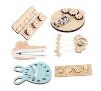 FRCOLOR 6pcs Montessori Wooden Sensory Boards for Fine Motor Skills Training with Wheel Matching Games for Cognitive Development DIY Educational for Boys