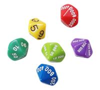FRCOLOR 6Pcs Multi Sided Place Value Dice Plastic Numbered Game Dice with Rounded Corners for Board Games Party Play Lightweight Portable for Home Bar Fun Random Color