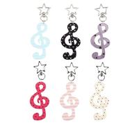 FRCOLOR 6pcs Musical Notes Keychain Music Note Pendant for Teacher Students Musical Notation Keychain Music Charm Birthday Decoration for Karaoke Party Favors