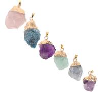 FRCOLOR 6pcs Natural Quartz Stone Pendants Irregular Shape Crystal Charms for Jewelry Making Earring Necklace Crafts with Hanging Loop for Healing Stones