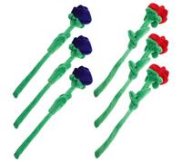 FRCOLOR 6pcs Plush Flower Bouquet with Bendable Stems Soft Roses for Teens Valentines Day in Red