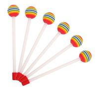 FRCOLOR 6pcs Rainbow Head Drum Sticks for Percussion Instruments Plastic Tongue Drum Mallets Safe for Beginners and Professionals