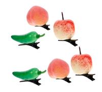 FRCOLOR 6pcs Realistic Pepper Apple Simulated Fruit Hairpin Girls Hair Clips Boy Girl Alligator Clips Hair Accessories