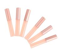 FRCOLOR 6pcs Reusable Silicone Lip Brushes with Cap round Head Makeup Applicators for Lipstick Concealer and Eyeshadow Blending Portable Beauty Tools in Pink and Transparent Black