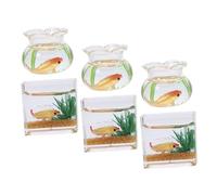 FRCOLOR 6pcs Scale Dollhouse Fish Tank with Realistic Goldfish Design Tiny Glass Bowls for Fairy Garden Desktop Landscape Decor Mini Fish Tank Ornaments Random Color