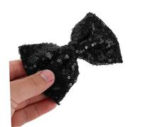 FRCOLOR 6pcs Sequin Bow Hair Clips for Sparkly Lightweight Barrettes Comfortable Secure Hold Black Party Daily Styling Cute Headwear