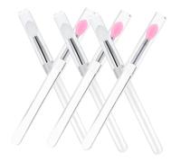 FRCOLOR 6pcs Silicone Lipstick Brushes Dustproof Covers, Multi-use Lip and Eyeshadow Applicators for Women, Portable Lip Mask and Makeup Brush Set in Translucent and Pink Heads