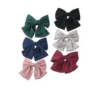 FRCOLOR 6pcs Silky Satin Bow Hair Clips Clip Ponytail Pink Hair Buns for Women French Pins for Women Accessories