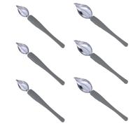 FRCOLOR 6pcs Stainless Steel and Silicone Sauce Plate Tool with Curved Handle for Western Food Placing and Coffee Decoration, Practical Saucier Spoons for Serving and Artistic Plating