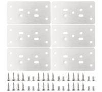 FRCOLOR 6pcs Stainless Steel Furniture Mending Plates with Rational Hole Design and Easy Installation, Silver Cabinet and Table Door Hinge Repair Plates for Kitchen and Home Use