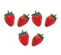 FRCOLOR 6pcs Strawberry Enamel Brooch Fruit Lapel Pins Badges Jewelry for Clothing Backpacks Bag Weddings Party Accessories Women Girls