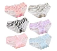 FRCOLOR 6pcs Striped Panties Cotton Triangle Briefs Low Waist for Women | Navy Bowknot Decor, Breathable Elastic Waistband, Shaping Fit, Comfortable Home Wear, 6 Piece Set Random Color