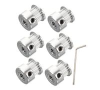 FRCOLOR 6pcs Timing Pulley Teeth Bore with Hex Wrench Aviation Aluminum Synchronous Wheel for Printer Repair Precision Mechanical Pulley for Belt Drive Transmission Gear