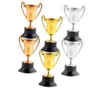 FRCOLOR 6pcs Trophy Award Plastic Champion Trophies for Sports Events Party Souvenirs Decorations Gold Silver Bronze Colors Multi Functional Game Prizes
