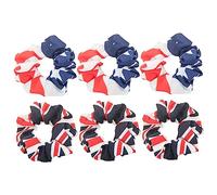 FRCOLOR 6pcs Union Jack Flag Hair Circle Ponytail Holder for Women Fashion Hair Accessories for England Wig Random Style