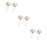 FRCOLOR 6pcs Unique Flower Hair Pin Retro Hair Stick Acrylic Rhinestone Clips for Wedding Parties