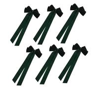 FRCOLOR 6pcs Velvet Bow Hair Clips with Long Ribbon Tails Soft Flocked Duckbill Barrettes for Women and Stylish Vintage Inspired Hair Accessories with Strong Hold for Festivals and Daily