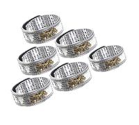 FRCOLOR 6pcs Vintage Metal Finger Rings for Men Retro Luck Amulet with Scripture Design Stylish Chic Statement Jewelry