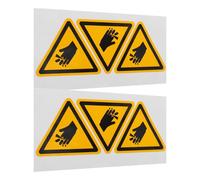 FRCOLOR 6pcs Waterproof Self-adhesive Hand Injury Warning Labels for Industrial Equipment Machinery Safety Caution Signs High Visibility Hazard Notices for Operation and Equipment