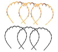 FRCOLOR 6Pcs Wide Tooth Hair Headbands for Women Non-slip Makeup Exercise Fashion Hairbands with Inner Teeth for Short Curly Wavy Hairstyles Black Brown