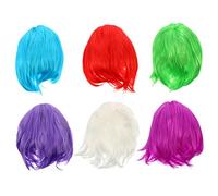 FRCOLOR 6pcs Wigs Short Bob Hair Wigs Women Girls Sturdy Pet Material Elastic Hair Net 6 Color Options