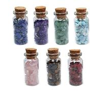 FRCOLOR 7 Bottles Natural Crystal Crushed Stone for Display and Scene Setting, for Houseplants and Collection, Gemstone Chip DIY Accessories, for Jewellery Making and Decorative Use
