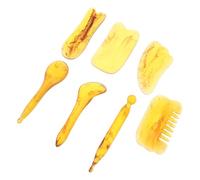 FRCOLOR 7pcs Amber Massager Guasha Tool Kit for Body Massage Resin Scraping Board Acupressure Tool for Leg Foot Neck Muscle Care