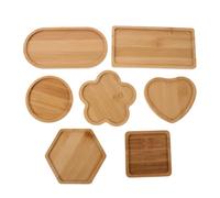 FRCOLOR 7pcs Bamboo Coasters Blank Bamboo Bases for DIY Enthusiasts Rustic Khaki Color Protecting Tabletops Endless Adaptation for Workspace and DIY Projects