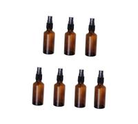 FRCOLOR 7Pcs Brown Glass Spray Bottles with Press Pump Subpackaging Bottles for Essential Oils Perfume Makeup Water Refillable Portable Mist Sprayers for Travel and Daily Use