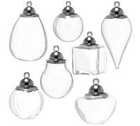 FRCOLOR 7pcs Mini Glass Ball Bottles with Lids Small Tiny Glass Jars for DIY Jewelry Making, Spell Jars, Craft Supplies, Suitable for Pendants and Potion Bottles